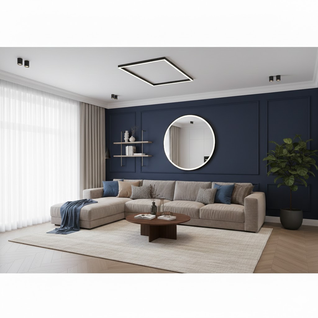 Peinture séjour tons naturels beige et lin à Louhans – artisan peintre Batimm-Renov